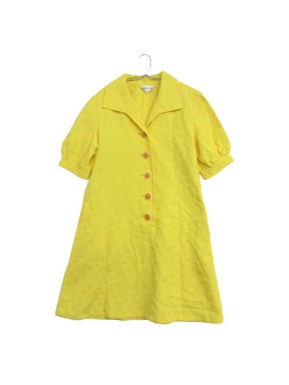 Saint Laurent Dress Short Sleeve Open Collar Dot Jacquard Midi Length Below